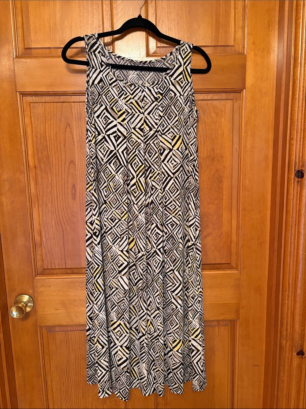 White Stag Black, White & Yellow Geometric Maxi Dress